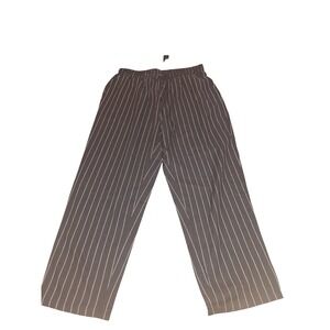 Zanzea Collection Womens XXL Black Pinstripe Wide Leg Elastic Waist Pants NWT
